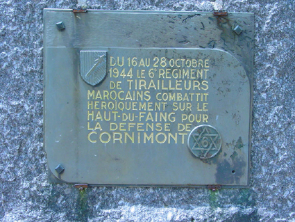Plaque commémorative de la défense de Cornimont